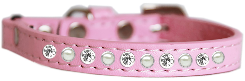 Pearl and Clear Jewel Cat safety collar Light Pink Size 10